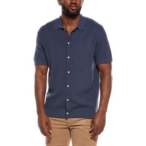 The Normal Brand Mens  Waffle Stitch Button Up Shirt, Blue